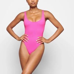 Skims Scoop Neck Swimsuit in Taffy